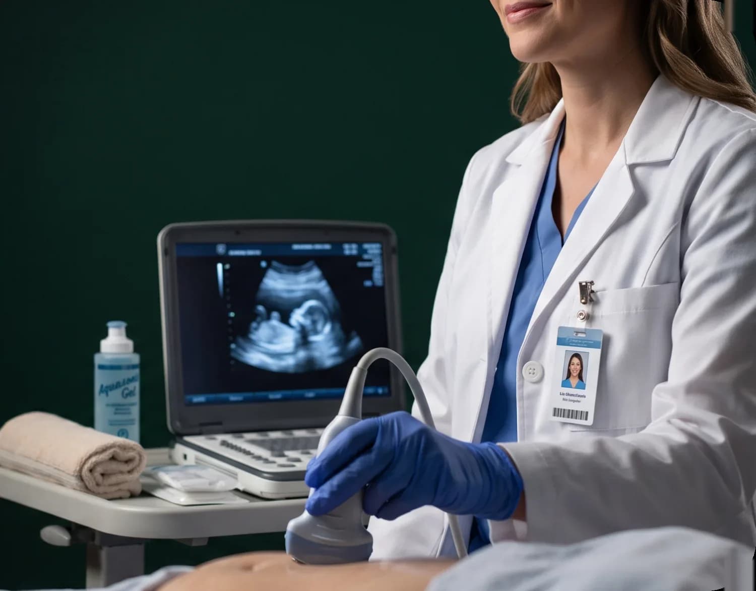 Radiologist performing an ultrasound scan