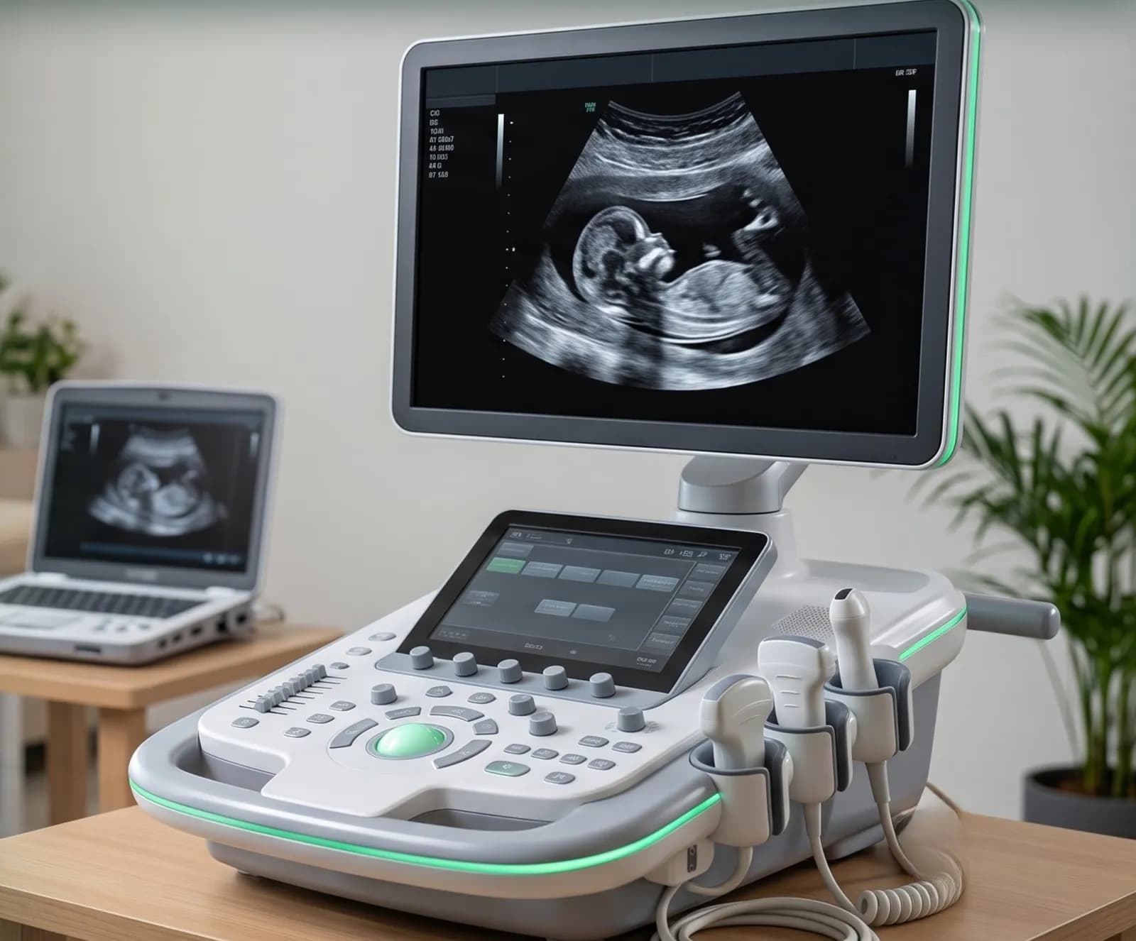 Ultrasound machine in a scan room