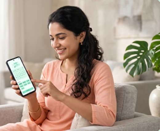 Woman booking a health checkup on her phone
